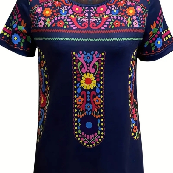 NWT!! Boho Beautiful Blue Multi-color Floral Casual Fashion Trendy Top!!💖😍💖 - Picture 10 of 12